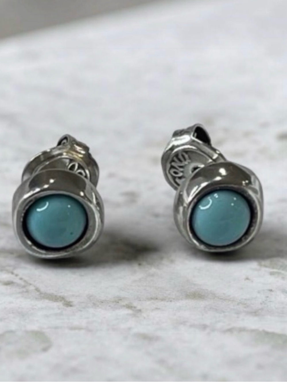 Uno de 50 Silver Blue Stone Stud Earrings